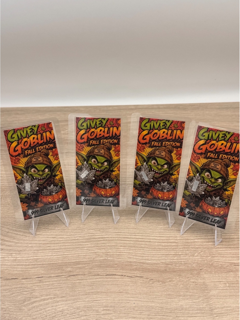Givey Goblin Fall Edition .999 Silver Leaf Fan Art Card